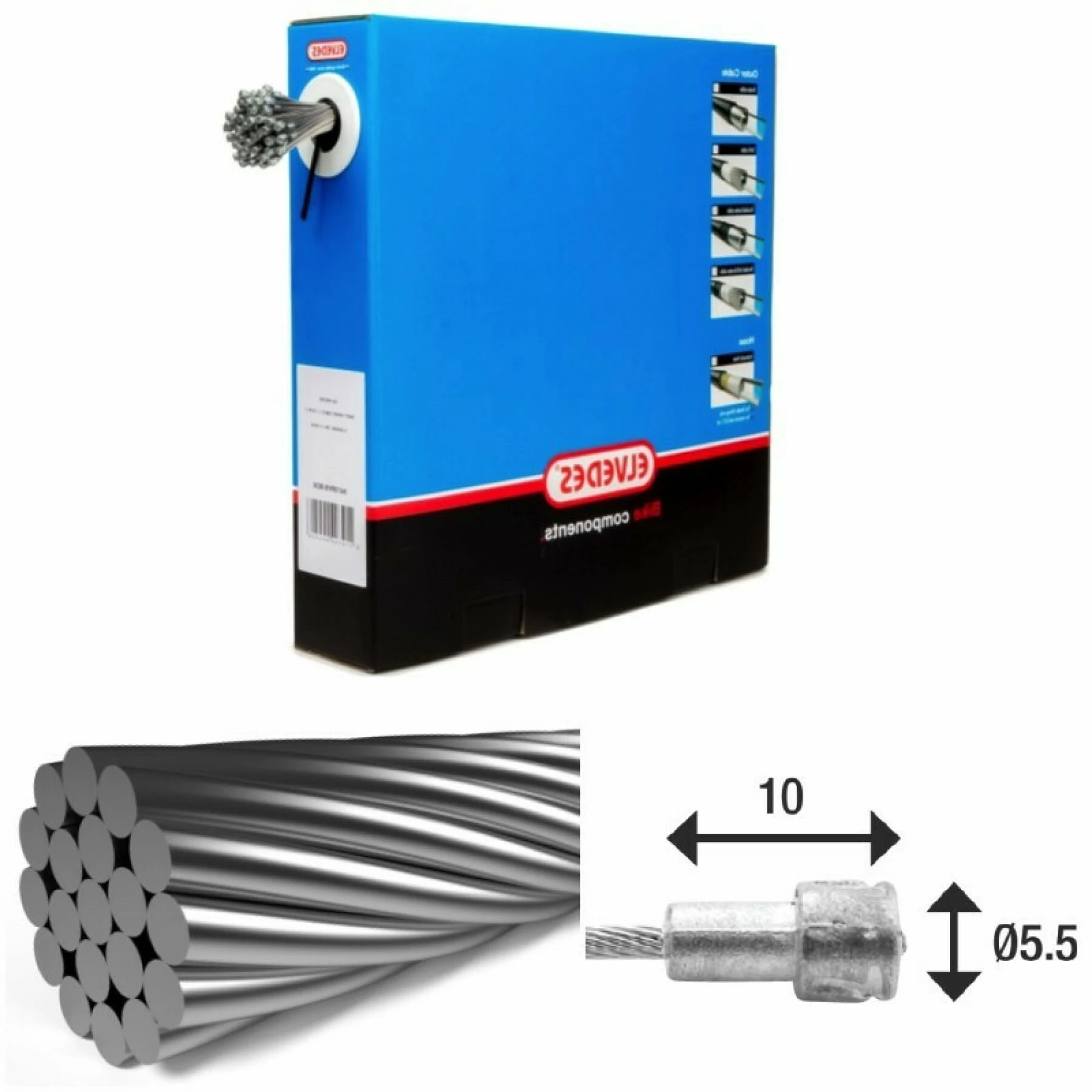 Lot De 100 Câbles De Freins 1x19 Fils Stainless Ø1,5mm Tête En V Ø5,5x10 Elvedes 3 Lot De 100 Câbles De Freins 1x19 Fils Stainless Ø1,5mm Tête En V Ø5,5x10 Elvedes