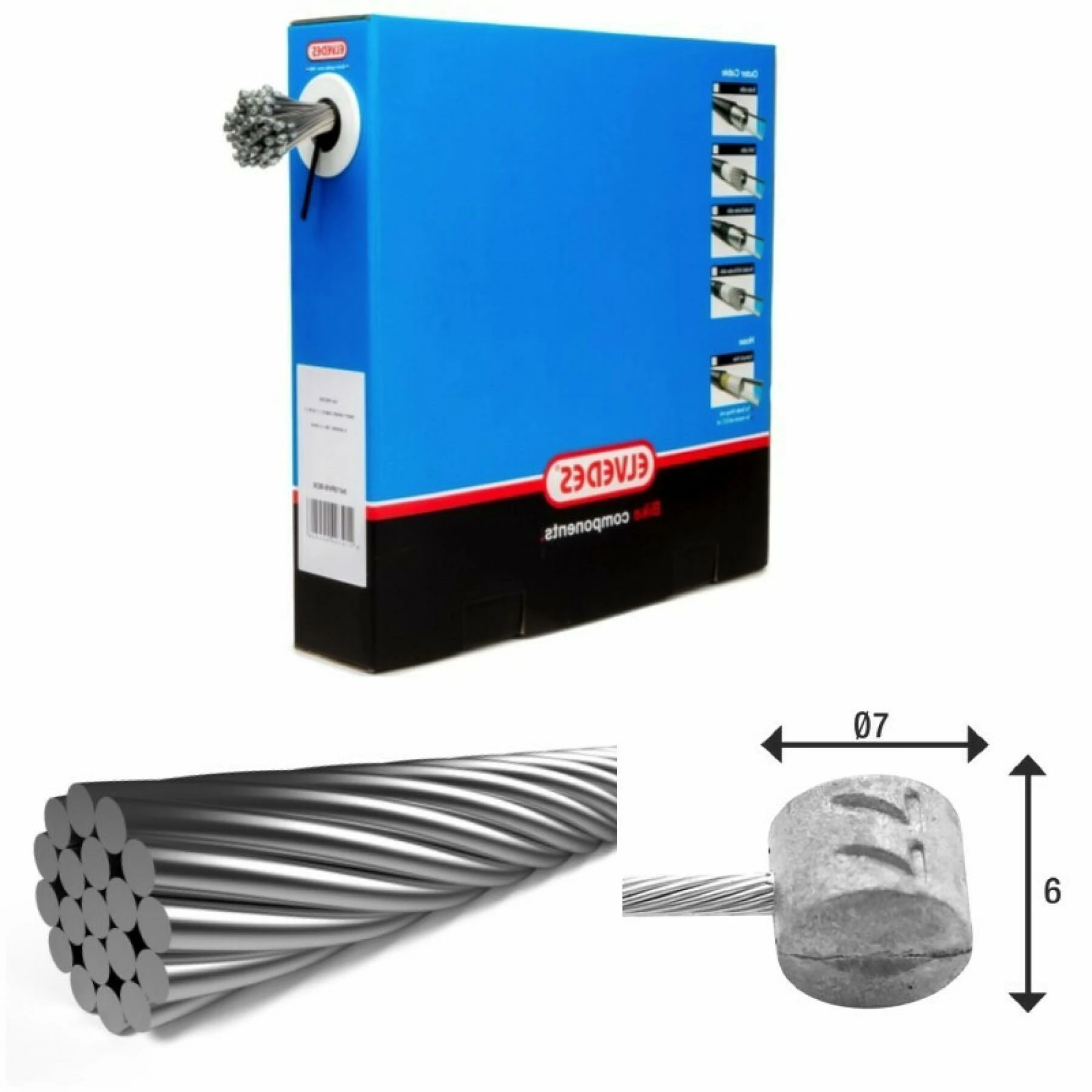 Lot De 100 Câbles De Freins 1x19 Fils Inox Ø1,5mm Tête En T Ø7x6 Elvedes 3 Lot De 100 Câbles De Freins 1x19 Fils Inox Ø1,5mm Tête En T Ø7x6 Elvedes